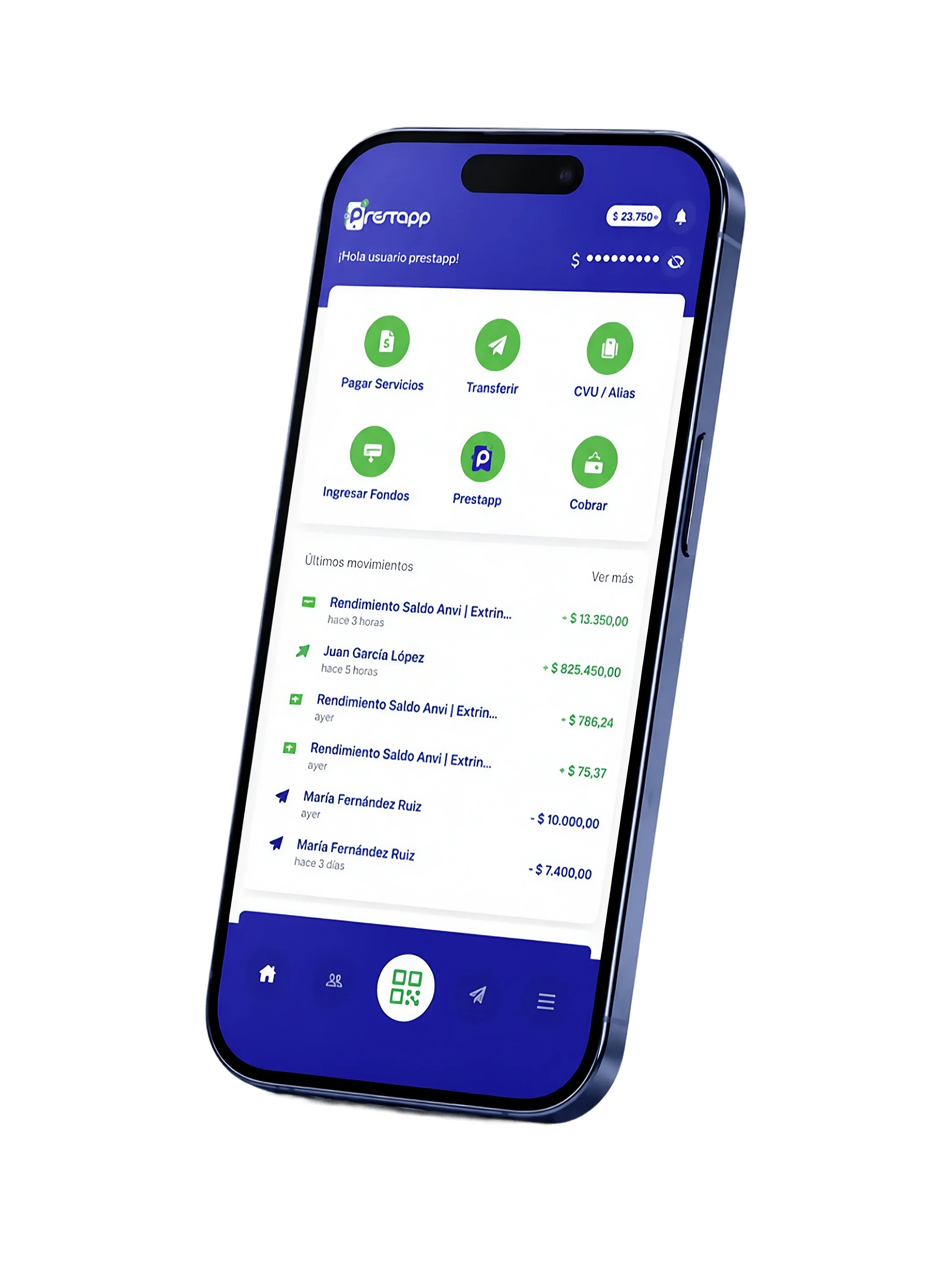 Vista previa de la billetera PrestApp